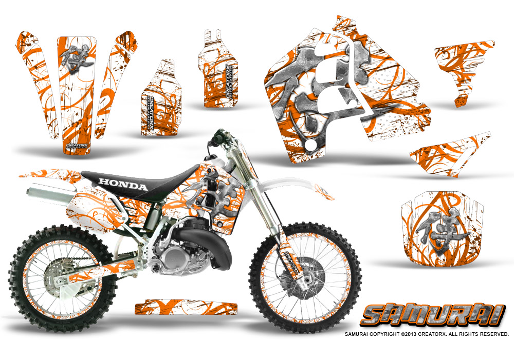 Honda CR500 Graphics Kit Samurai Orange White NP Rims